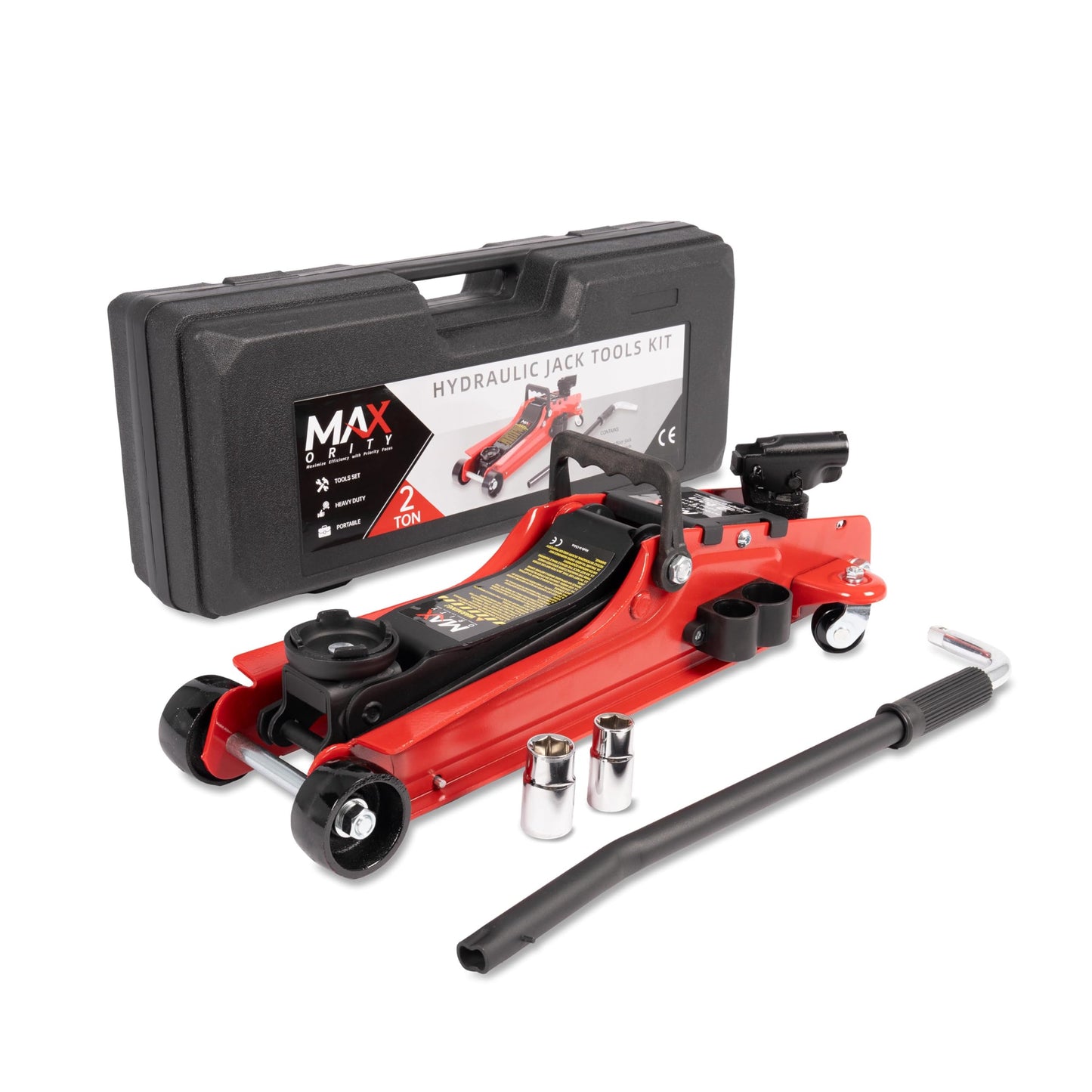 5-Ton (11000lbs) Low Profile Hydraulic Super Heavy-Duty Steel Floor Jack with Dual Pistons Quick Lift Pump, Home and Workshop Car Maintenance for Various Vehicles (Red, 5 Ton Low Profile)