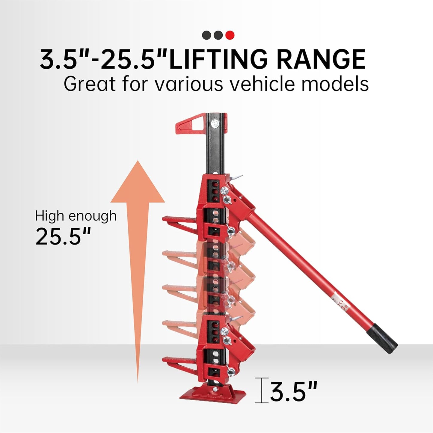 3-Ton (6000 lbs) Capacity 33 in. Cast Iron Ratcheting Off-Road Utility Farm Jack Ideal for Car/Truck/ATV/SUV/Tractor