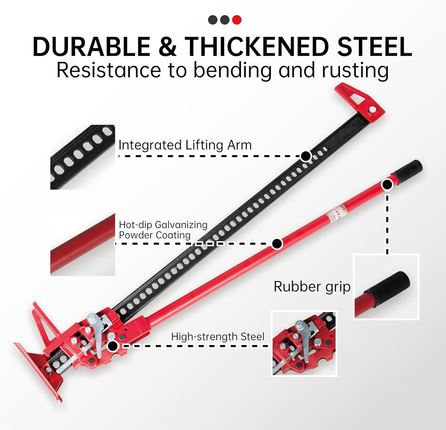 3-Ton (6000 lbs) Capacity 33 in. Cast Iron Ratcheting Off-Road Utility Farm Jack Ideal for Car/Truck/ATV/SUV/Tractor