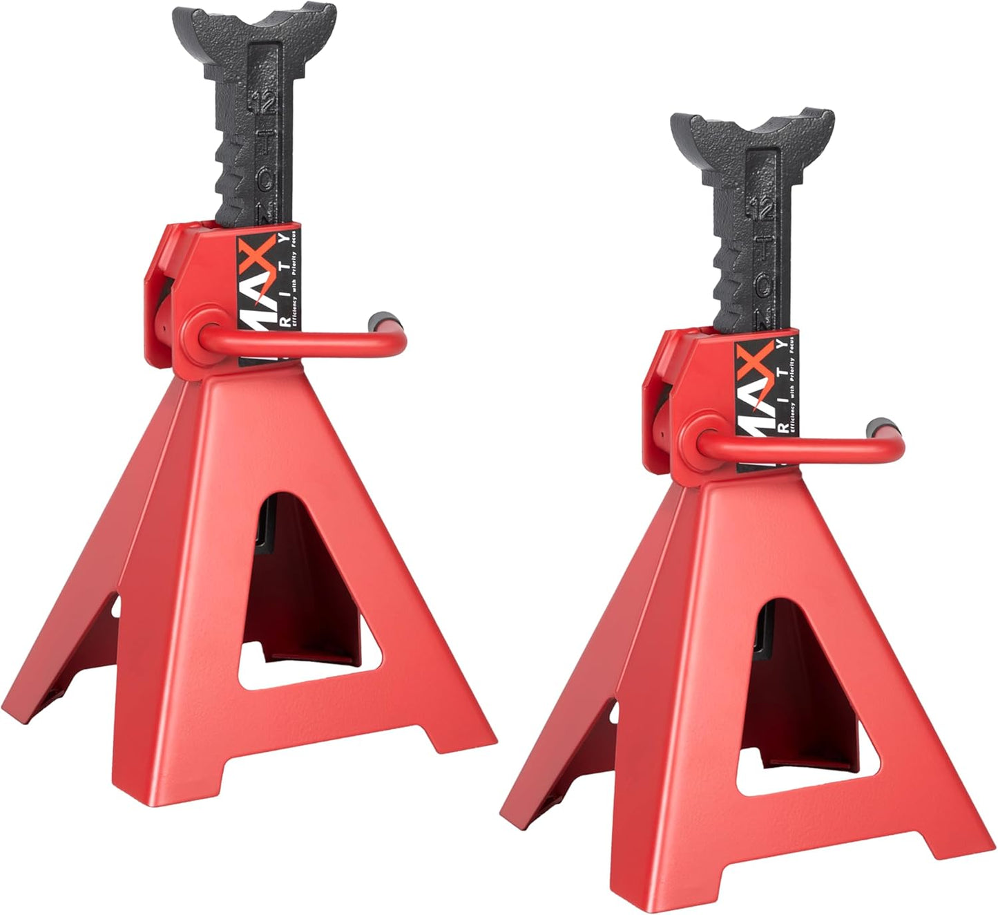 12-Ton (26000 lbs.) Heavy-Duty Adjustable Jack Stands 12’’ X 11’’ Large Base for Truck, SUV, RV, Bus, Tire Changes, Repairs, Automotive Lifting with Handle Lock, Set of 2, Red