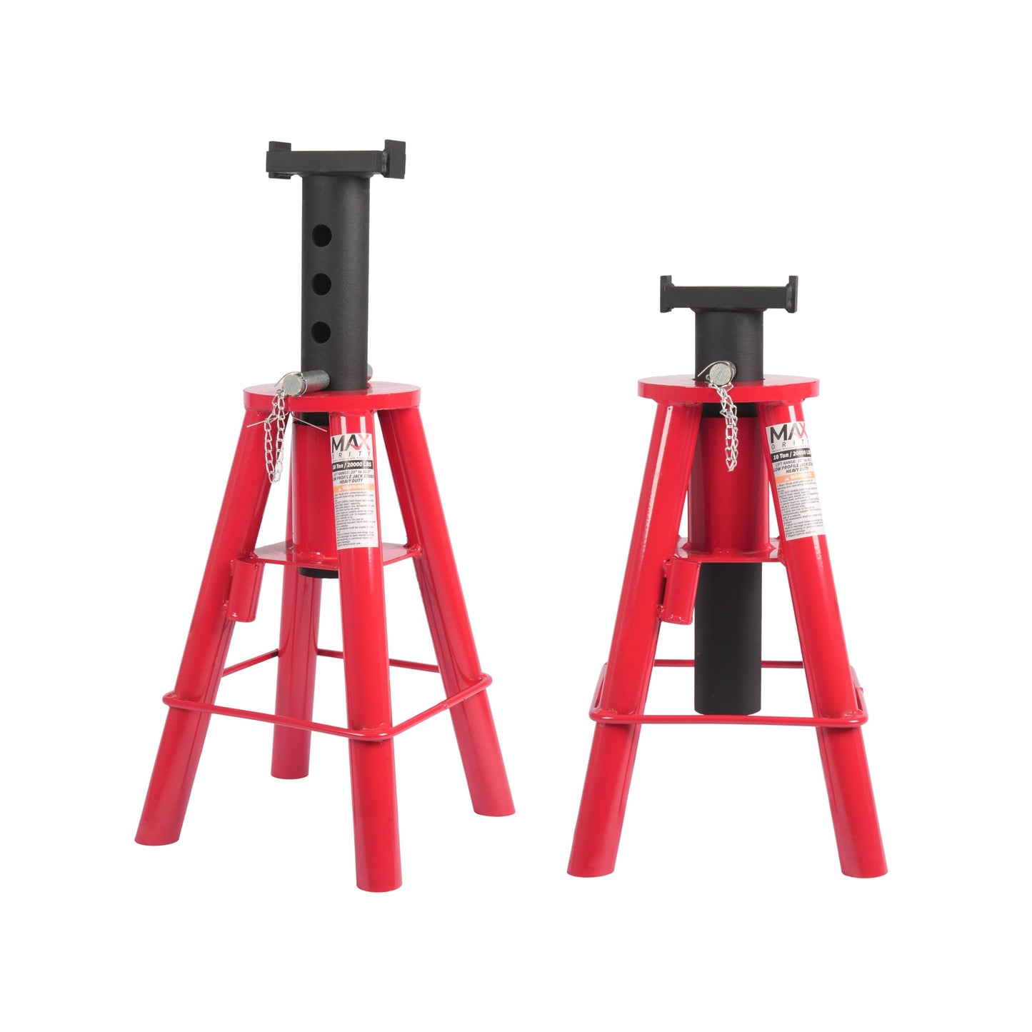 10 Ton (20,000 lbs) Capacity Heavy-Duty High Profile Pin Type Adjustable Jack Stand for Trucks & Equipment, 1 Pair