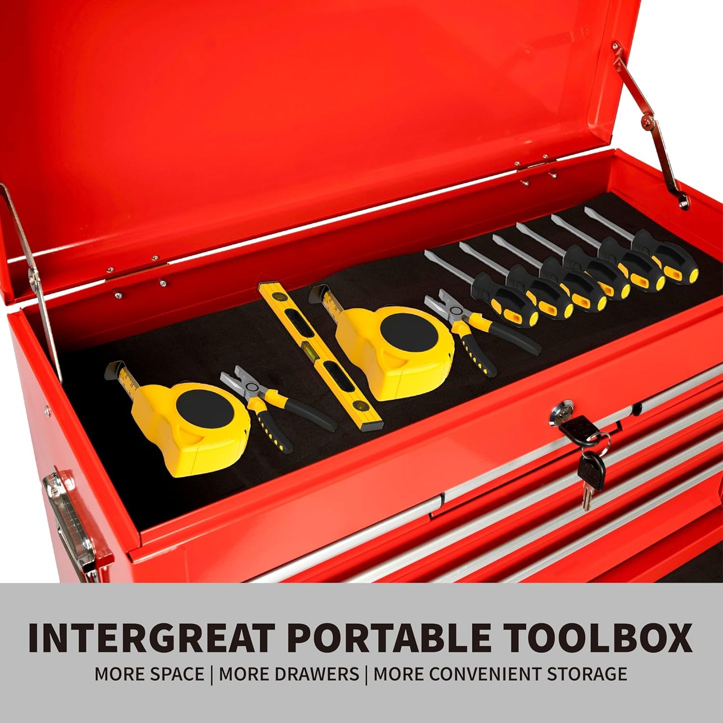8-Drawer Rolling Tool Chest with Lockable Wheels, Sliding Drawers, Detachable Top & Adjustable Shelf – Heavy Duty Tool Storage Cabinet for Garage, Workshop & Home Organization