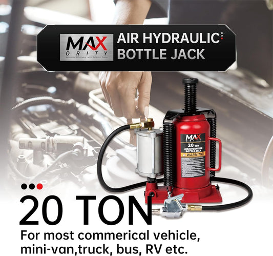 20-Ton (40,000 LBs) Air Hydraulic Pneumatic Quick Lift Car Bottle Jack with Aluminum Alloy Pump for Auto Repair and House Lift