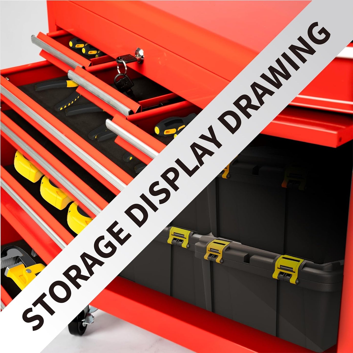 8-Drawer Rolling Tool Chest with Lockable Wheels, Sliding Drawers, Detachable Top & Adjustable Shelf – Heavy Duty Tool Storage Cabinet for Garage, Workshop & Home Organization
