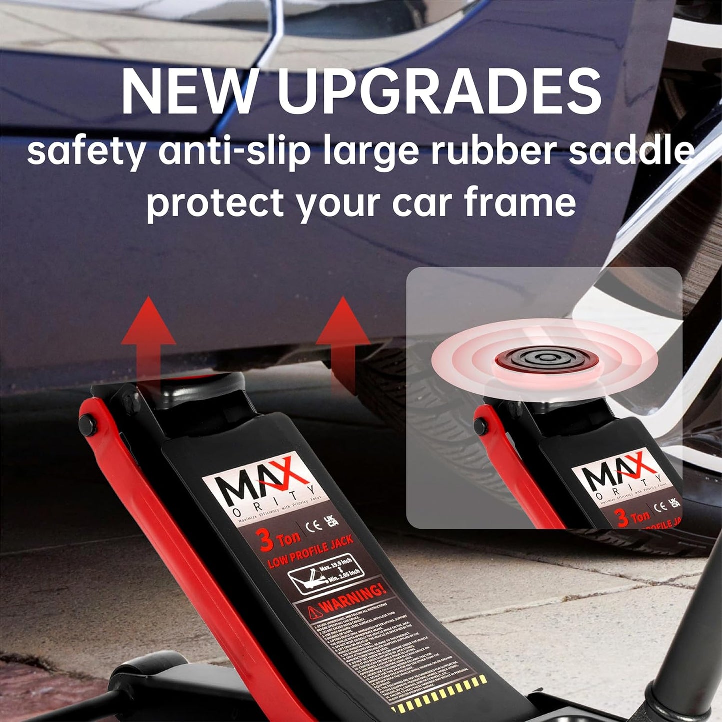 3-Ton (6600lbs) Low Profile Hydraulic Heavy-Duty Steel Floor Jack with Dual Pistons Quick Lift Pump, Home and Workshop Car Maintenance for Various Vehicles (Random Color, 3 Ton Low Profile)