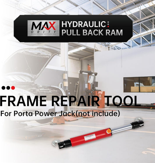 10-Ton 26'' Pull Back Ram for Porta Power Body Shop Frame Tools with Rotating Hook, Red