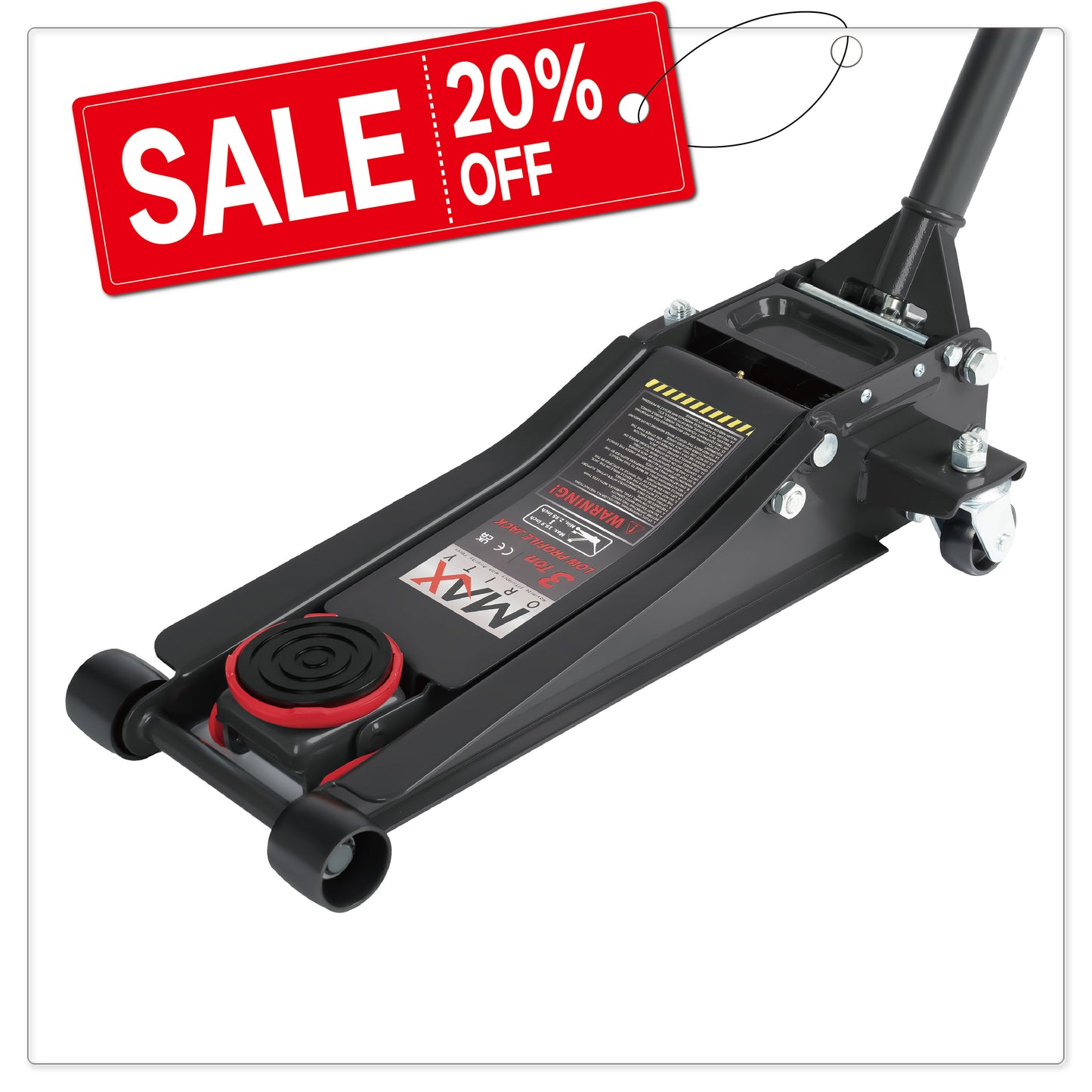 3-Ton (6600lbs) Low Profile Hydraulic Heavy-Duty Steel Floor Jack with Dual Pistons Quick Lift Pump, Home and Workshop Car Maintenance for Various Vehicles