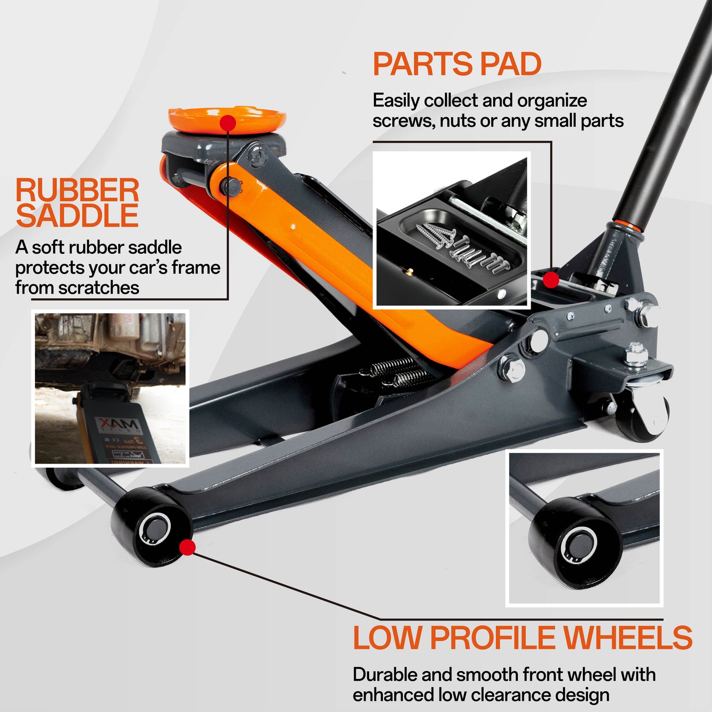 3-Ton (6600lbs) Low Profile Hydraulic Heavy-Duty Steel Floor Jack with Dual Pistons Quick Lift Pump, Home and Workshop Car Maintenance for Various Vehicles