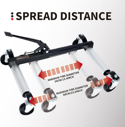 1500 lbs Vehicle Dolly Set of 2, Heavy Duty Mechanical Car Jack Dollies with Swivel Casters, Foot Pedal, and Easy Mobility for Auto Tire Repair, Vehicle Moving & Storage
