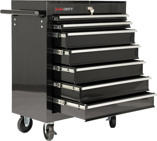 7-Drawer Heavy-Duty Rolling Tool Chest Cabinet with Lock Mobile Cart for Garage & Workshop, Black