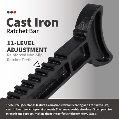 12-Ton (26000 lbs.) Heavy-Duty Adjustable Jack Stands 12’’ X 11’’ Large Base for Truck, SUV, RV, Bus, Tire Changes, Repairs, Automotive Lifting with Handle Lock, Set of 2, Red