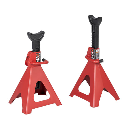 12-Ton (26000 lbs.) Heavy-Duty Adjustable Jack Stands 12’’ X 11’’ Large Base for Truck, SUV, RV, Bus, Tire Changes, Repairs, Automotive Lifting with Handle Lock, Set of 2, Red