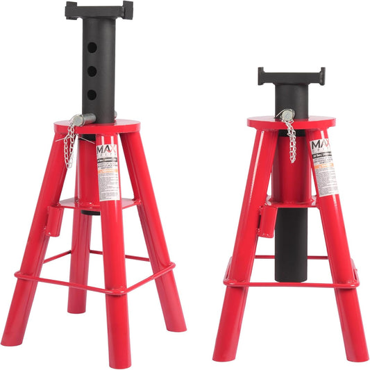 10 Ton (20,000 lbs) Capacity Heavy-Duty Medium Profile Pin Type Adjustable Jack Stand for Trucks & Equipment, 1 Pair