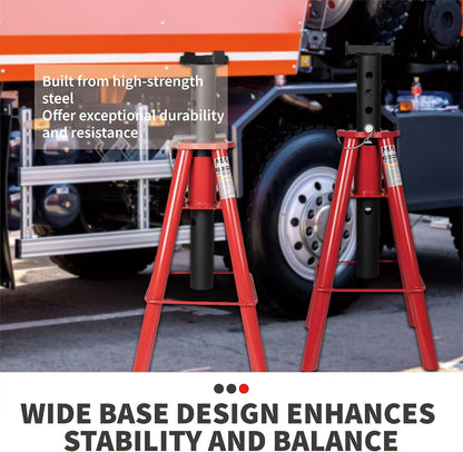 10 Ton (20,000 lbs) Capacity Heavy-Duty High Profile Pin Type Adjustable Jack Stand for Trucks & Equipment, 1 Pair