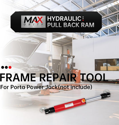 10-Ton 26'' Pull Back Ram for Porta Power Body Shop Frame Tools with Rotating Hook, Red