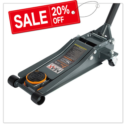 3-Ton (6600lbs) Low Profile Hydraulic Heavy-Duty Steel Floor Jack with Dual Pistons Quick Lift Pump, Home and Workshop Car Maintenance for Various Vehicles